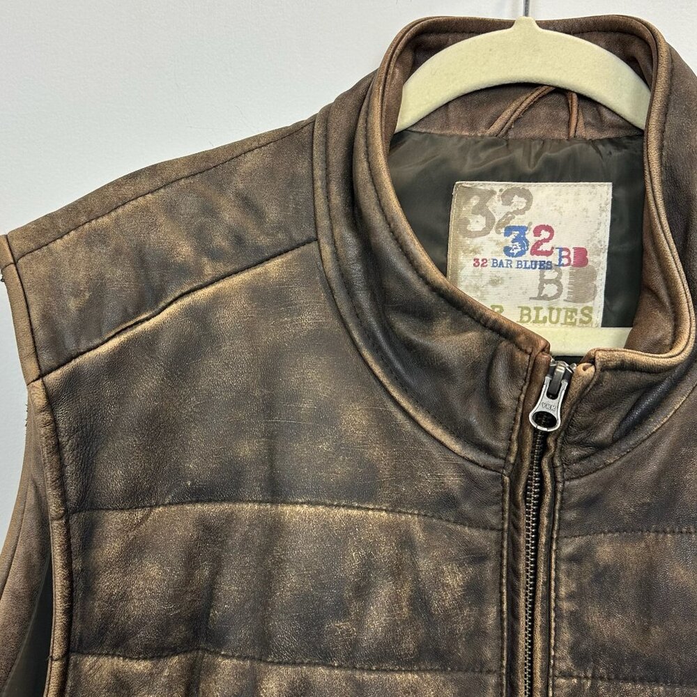 32 Bar Blues Brown Lamb Leather Vest XXL